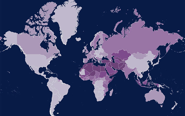 Тепловая карта мусульманского ландшафта мира 2050 года